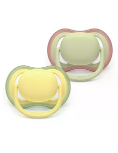 2 броя ортодонтски силиконови залъгалки Philips AVENT SCF349/50 Ultra Air, 18м+, унисекс, в кутия за стерилизиране