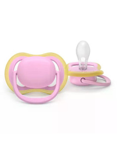 2 броя ортодонтски силиконови залъгалки Philips AVENT SCF087/12 Ultra Air, 6-18м, едноцветни, в кутия за стерилизиране 2