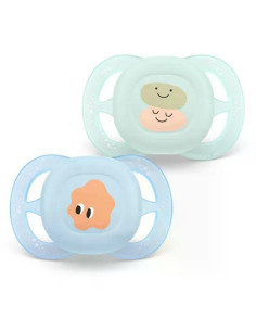 Комплект от 2 бр. ортодонтски силиконови залъгалки за новородени Philips AVENT SCF075/14 Ultra Start, в синьо и зелено със за