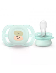 Комплект от 2 бр. ортодонтски силиконови залъгалки за новородени Philips AVENT SCF075/14 Ultra Start, в синьо и зелено със за 2