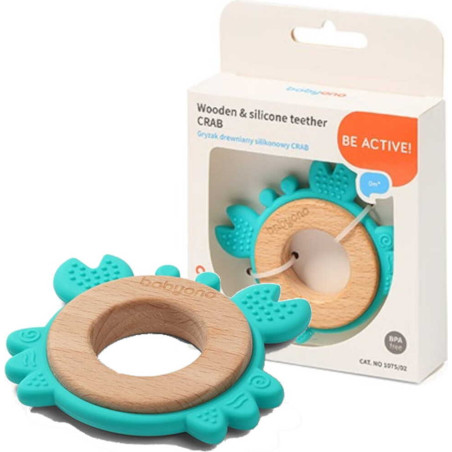 Дървена и силиконова гризалка Babyono Crab 1075/02