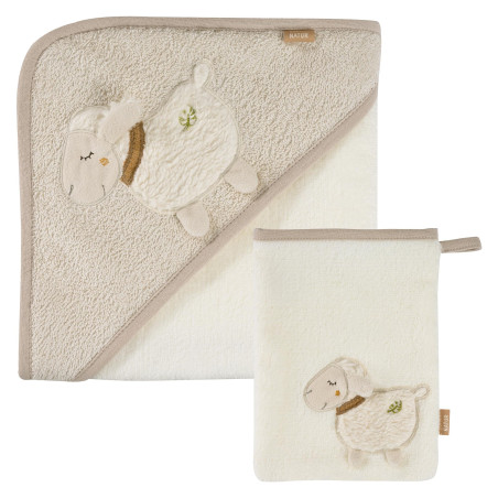babyFEHN - Комплект хавлия и изтривалка Овца Bio FehnNATUR, 70x70 20см