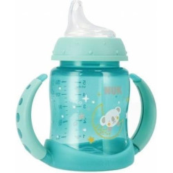 Бебешко шише за сок Nuk Glow in the Dark РР, 150 мл със силиконов накрайник, 6-18м, синьо