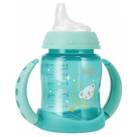 Бебешко шише за сок Nuk Glow in the Dark РР, 150 мл със силиконов накрайник, 6-18м, синьо