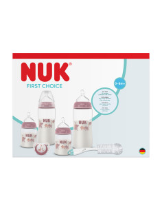 NUK First Choice + СЕТ Perfect Start Temperature Control - 8 части, розово