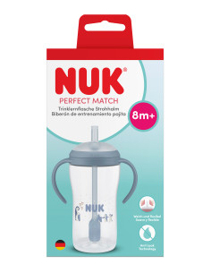 NUK Perfect Match шише със сламка, 260 мл., 8+мес, Пингвин