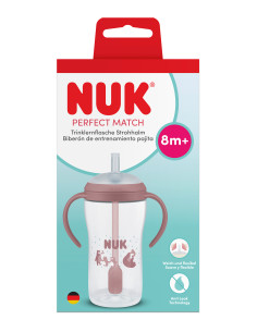 NUK Perfect Match шише със сламка, 260 мл., 8+мес, Мечка