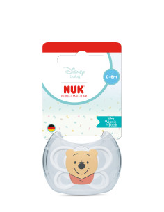NUK Perfect Match биберон залъгалка, силикон 0-6мес. 1бр., AIR, Мечо Пух, бяла
