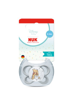NUK Perfect Match биберон залъгалка, силикон 0-6мес. 1бр., AIR, Мечо Пух, сива