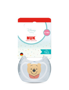 NUK Perfect Match биберон залъгалка, силикон 6-18 мес. 1бр., AIR, Мечо Пух, бяла