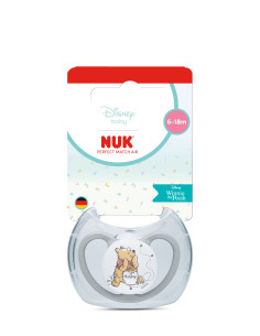 NUK Perfect Match биберон залъгалка, силикон 6-18 мес. 1бр., AIR, Мечо Пух, сива