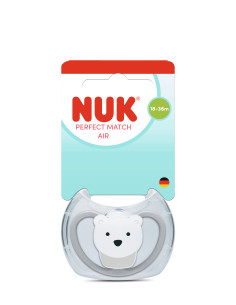 NUK Perfect Match биберон залъгалка, силикон 18+ мес. 1бр., AIR, Полярна мечка