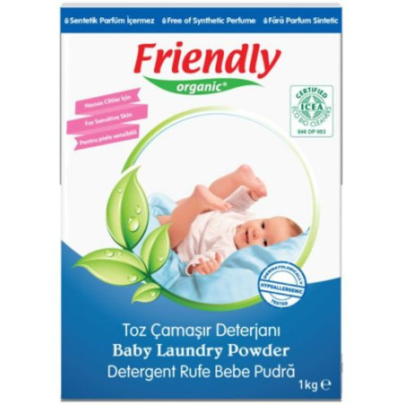 FRIENDLY ORGANIC Органичен прах за пране за бебешки дрехи, 1кг FR1598