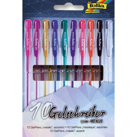 Комплект гел-химикалки Folia - Металик, 10 броя