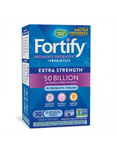 Пробиотик + пребиотици за жени – високо дозирани Fortify Women‘s Probiotic Extra Strength 50 млрд. активни пробиотици, 30 кап 2