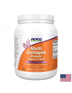 Мулти колаген (тип I, II, III) + Витамин C 100 mg + Гроздови семки За здрави стави, кожа и коса 35 дневни дози, 454 g прах