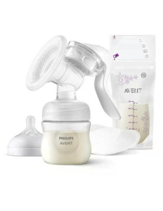Ръчна помпа за изцеждане на кърма Natural Motion Philips AVENT SCF430/20 в комплект с шише Natural Response 125 мл, торбички 