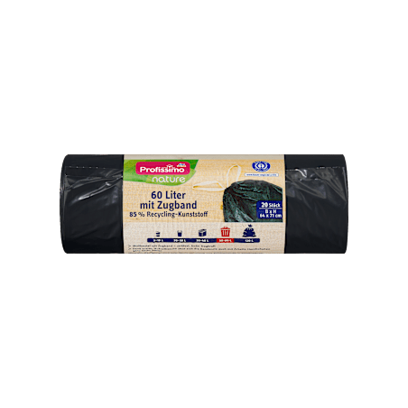 Торби за смет nature с дръжки, 60L, 20 бр.
