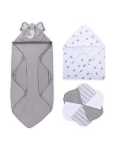 Бебешки комплект за баня Momcozy хавлии с качулка и кърпи, 8 части