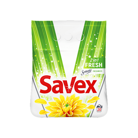Прахообразен перилен препарат за цветни и бели тъкани Fresh 2in1, 20 пранета, 2 kg