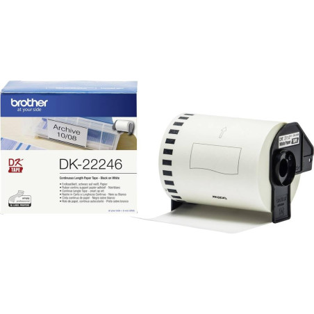 Brother DK-22246 непрекъсната хартиена ролка за етикети - черно върху бяло, 103 mm широка