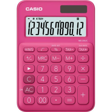 Калкулатор Casio MS-20UC настолен, 12 dgt, цикламен