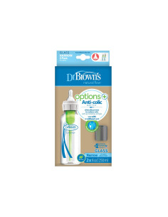 Бебешко стъклено шише Dr. Browns Natural Flow Options+ Narrow SB82023-P2, 2 бр., 250 мл 2