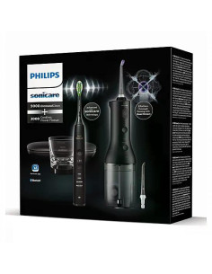 Орален душ Philips Sonicare Power Flosser 3000 Interdental и Звукочестотна четка за зъби Diamond Clean, серия 9000, черна HX3 2