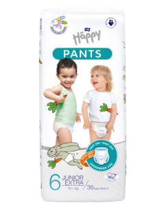 Bella Happy Бебешки еднократни пелени – гащи Pant Junior Extra 6 (16+ кг.) 36 бр.
