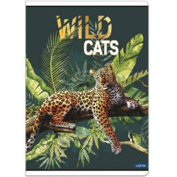Тетрадка Lastva Wild Cats - А4, 52 листа, широки редове, с ляво поле, асортимент