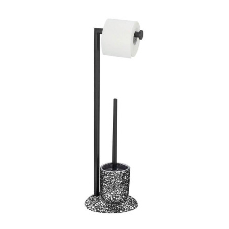 Wenko WC комплект (четка с поставка и поставка за тоалетна хартия), Terrazzo, черен