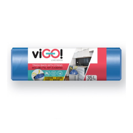 ТОРБИ ЗА СМЕТ BLUE 35L С ВРЪЗКА HD 15 БР. STANDARD VIGO