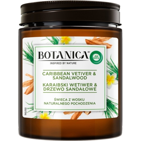BOTANICA Свещ Карибски Ветивер и Сандалово дърво 205г
