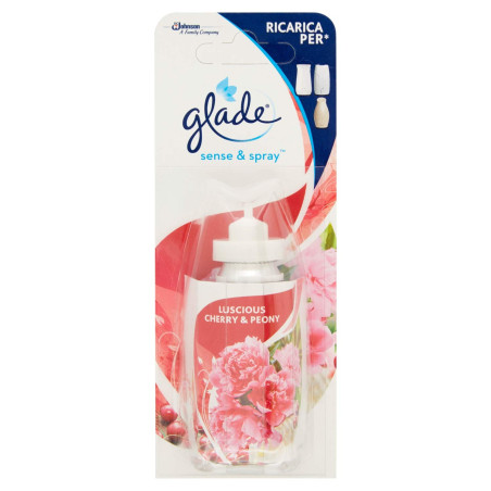 GLADE Сенс&Спрей Череша и Божур, пълнител за сензорен ароматизатор, 18 мл