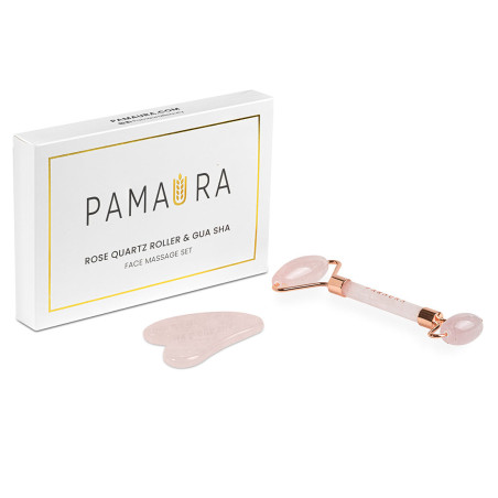 Pamaura Rose Quartz Face Roller and Gua Sha Set