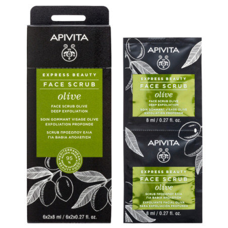Apivita express beauty ексфолиант за дълбоко почистване на лицето с маслина 8ml х12 броя