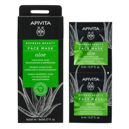 Apivita express beauty хидратираща и освежаваща маска за лице с алое 8ml х12 броя