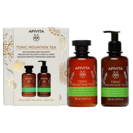 Apivita Tonic Mountain Tea Душ гел 250мл + Мляко за тяло с планински чай 200мл