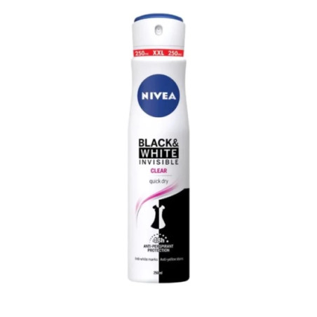 Nivea Deo Спрей дамски Invisible on Black & White Clear XL size, 250 ml