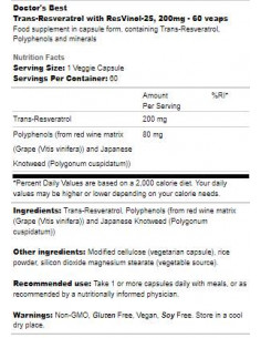 Trans-Resveratrol 200 mg | with ResVinol-25 2