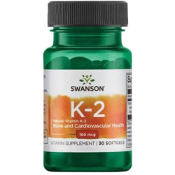 Swanson Високоефективен натурален витамин К2 за здрави кости 30 капсули