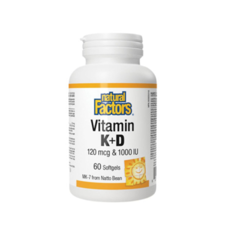 Витамин К2 120 мкг и D3 1000 IU за кости и зъби х60 Natural Factors